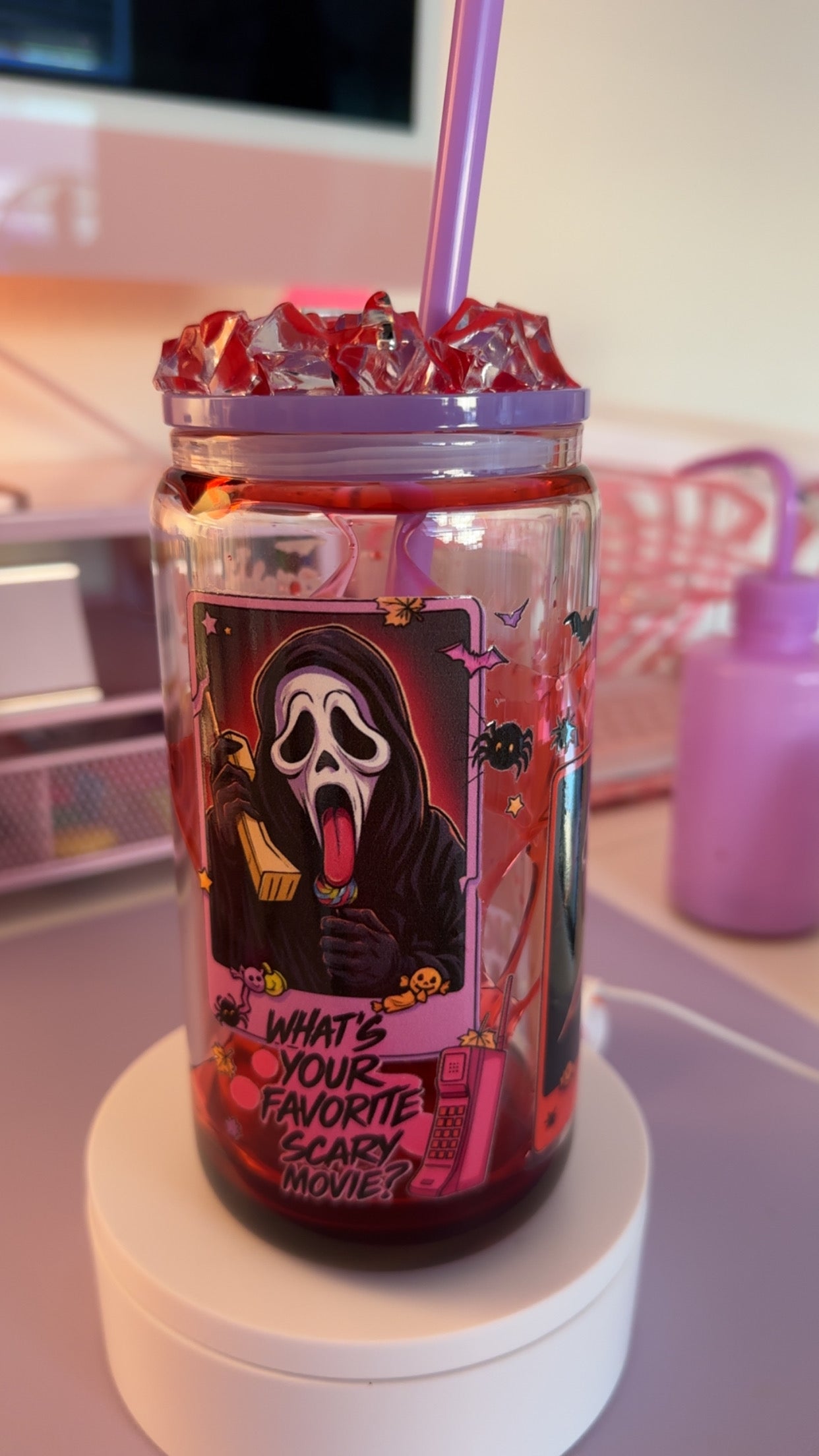 Ghost Face Halloween Horror Snow Globe Cup – 16oz