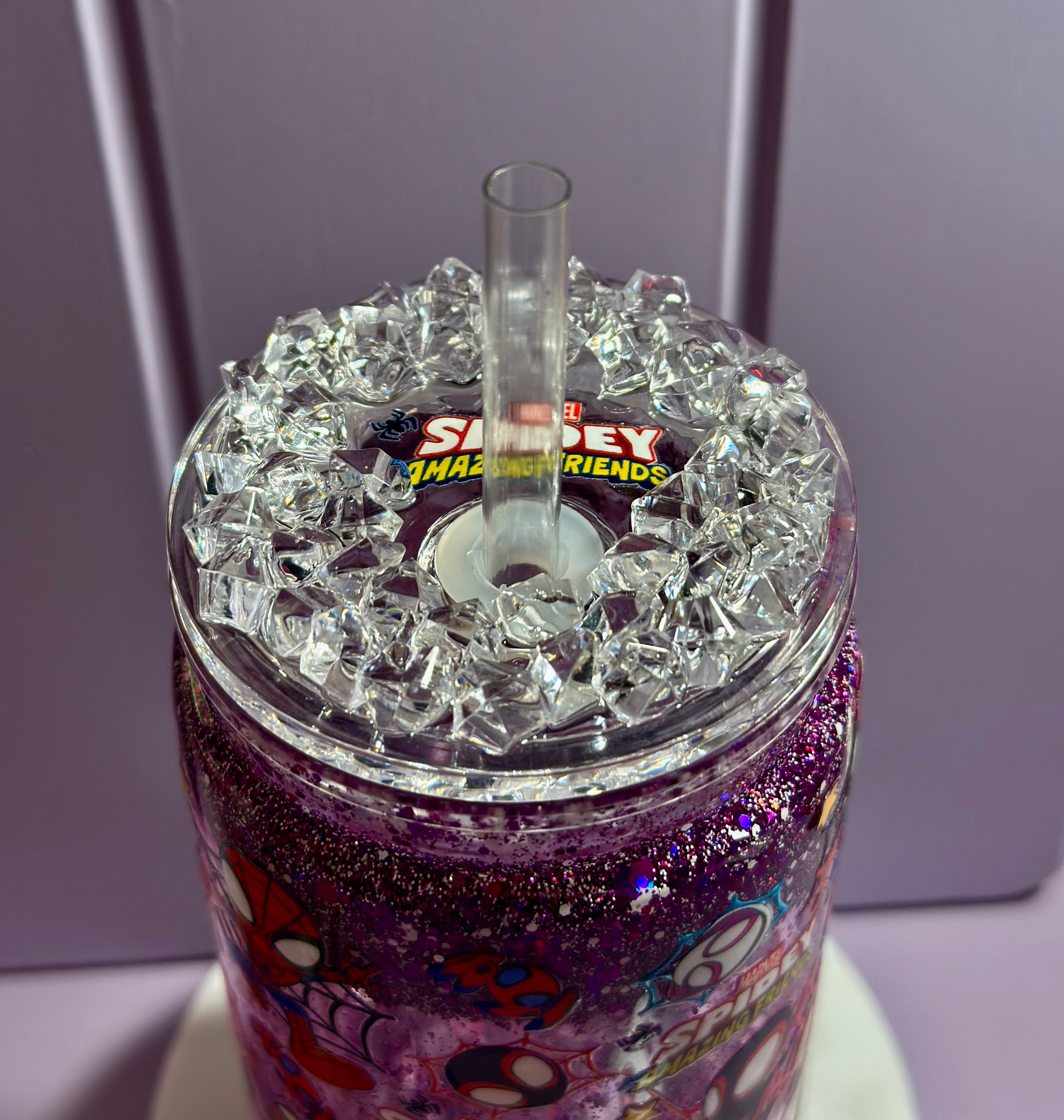 Spidey & Friends  Cup – 16oz Double Wall Tumbler, Glitter , Disney Inspired Gift