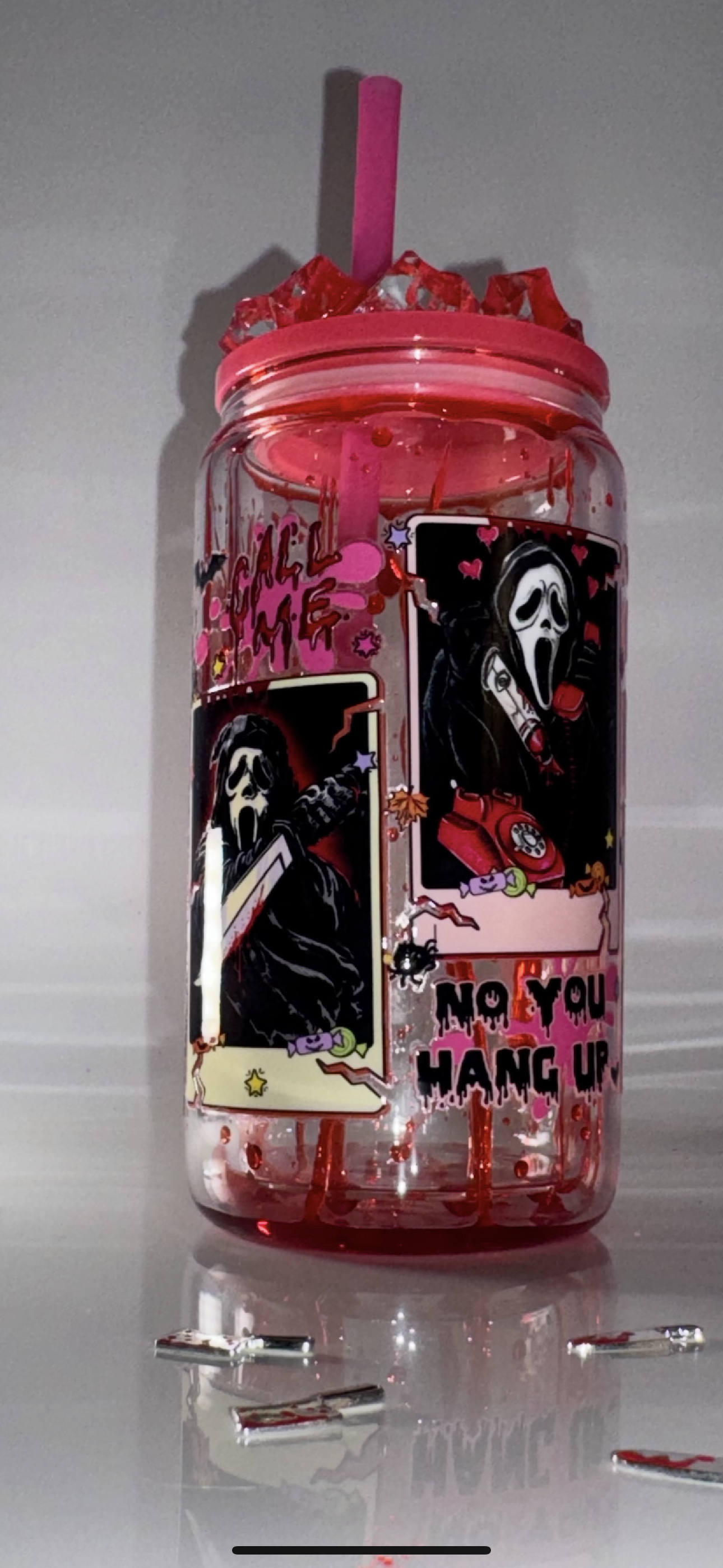 Ghost Face Halloween Horror Snow Globe Cup – 16oz