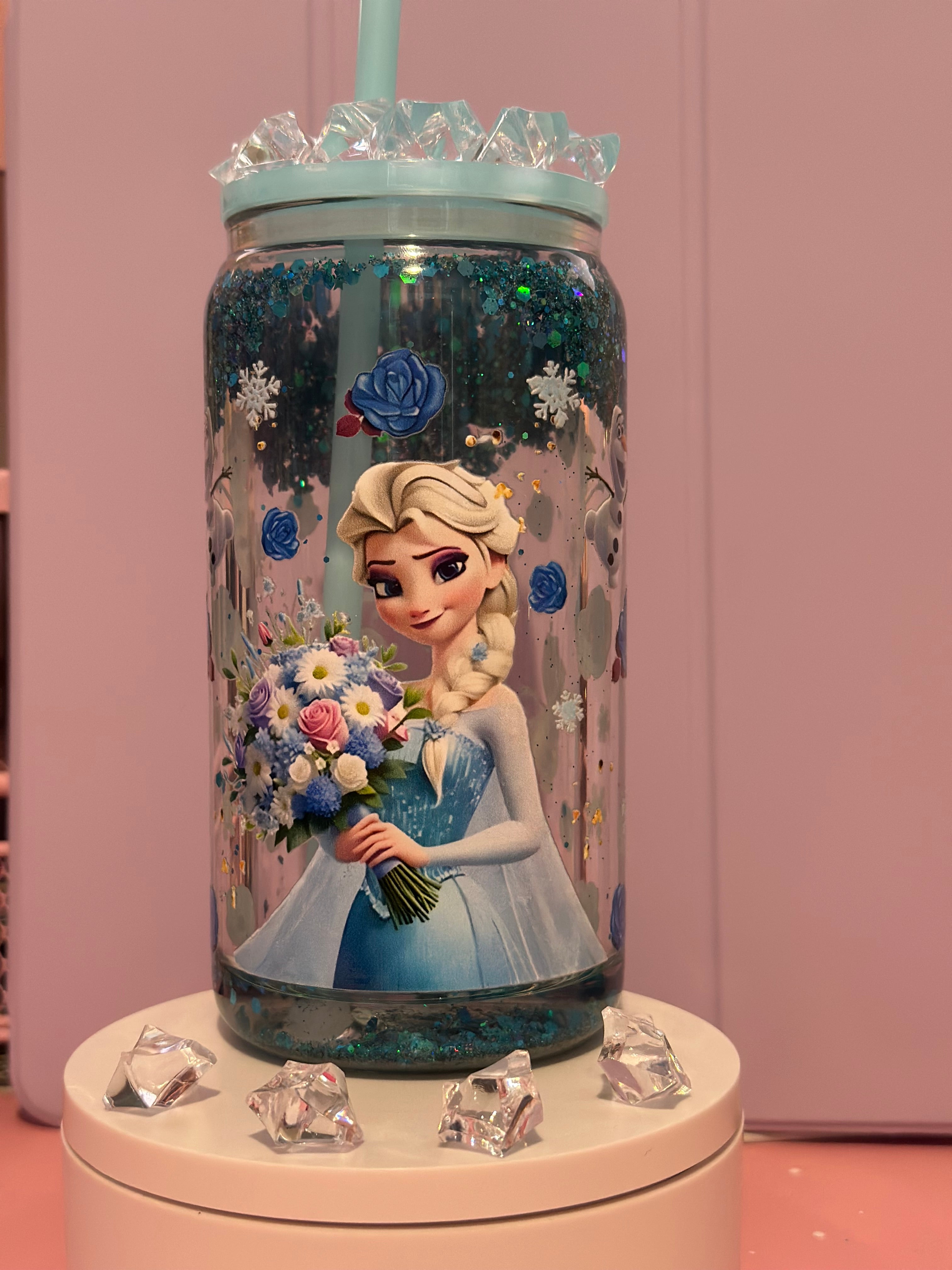 Snow globe 16 oz Elsa cup frozen (custom)