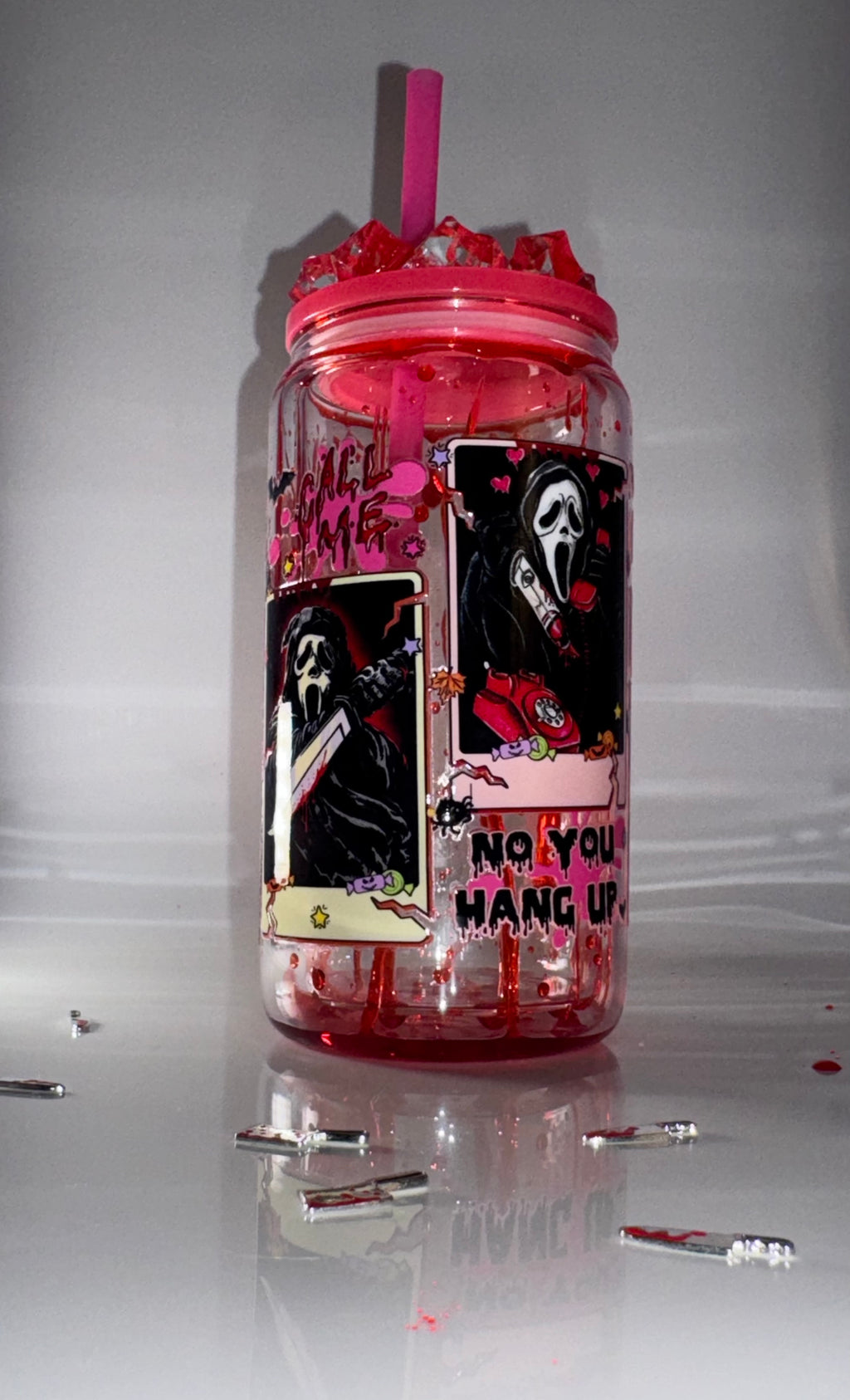 Ghost Face Halloween Horror Snow Globe Cup – 16oz