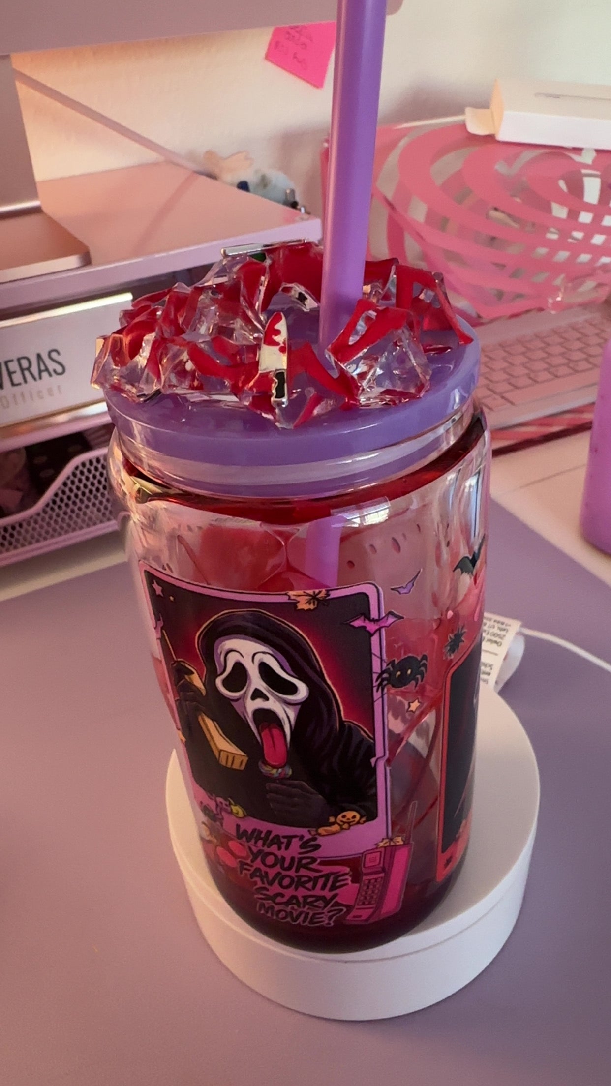 Ghost Face Halloween Horror Snow Globe Cup – 16oz