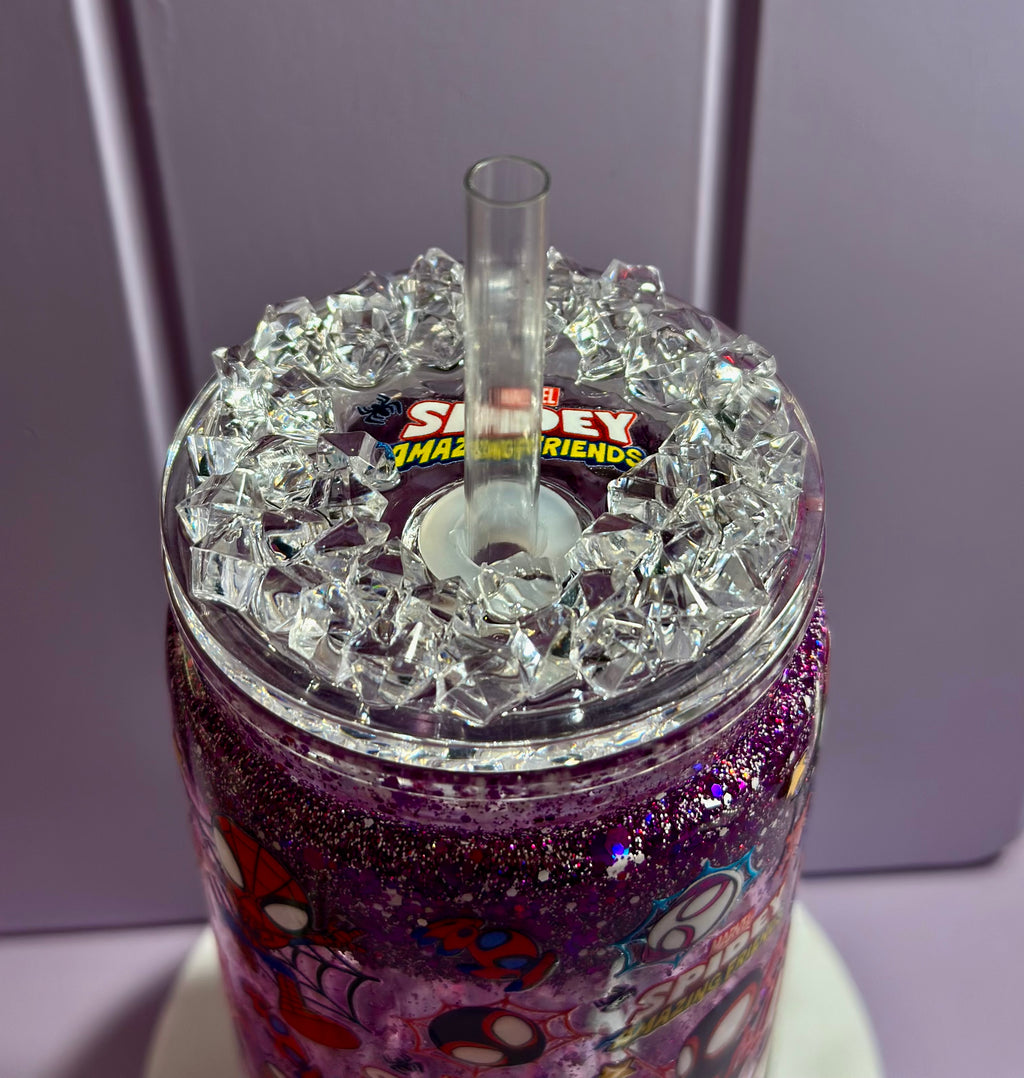 Spidey & Friends  Cup – 16oz Double Wall Tumbler, Glitter , Disney Inspired Gift