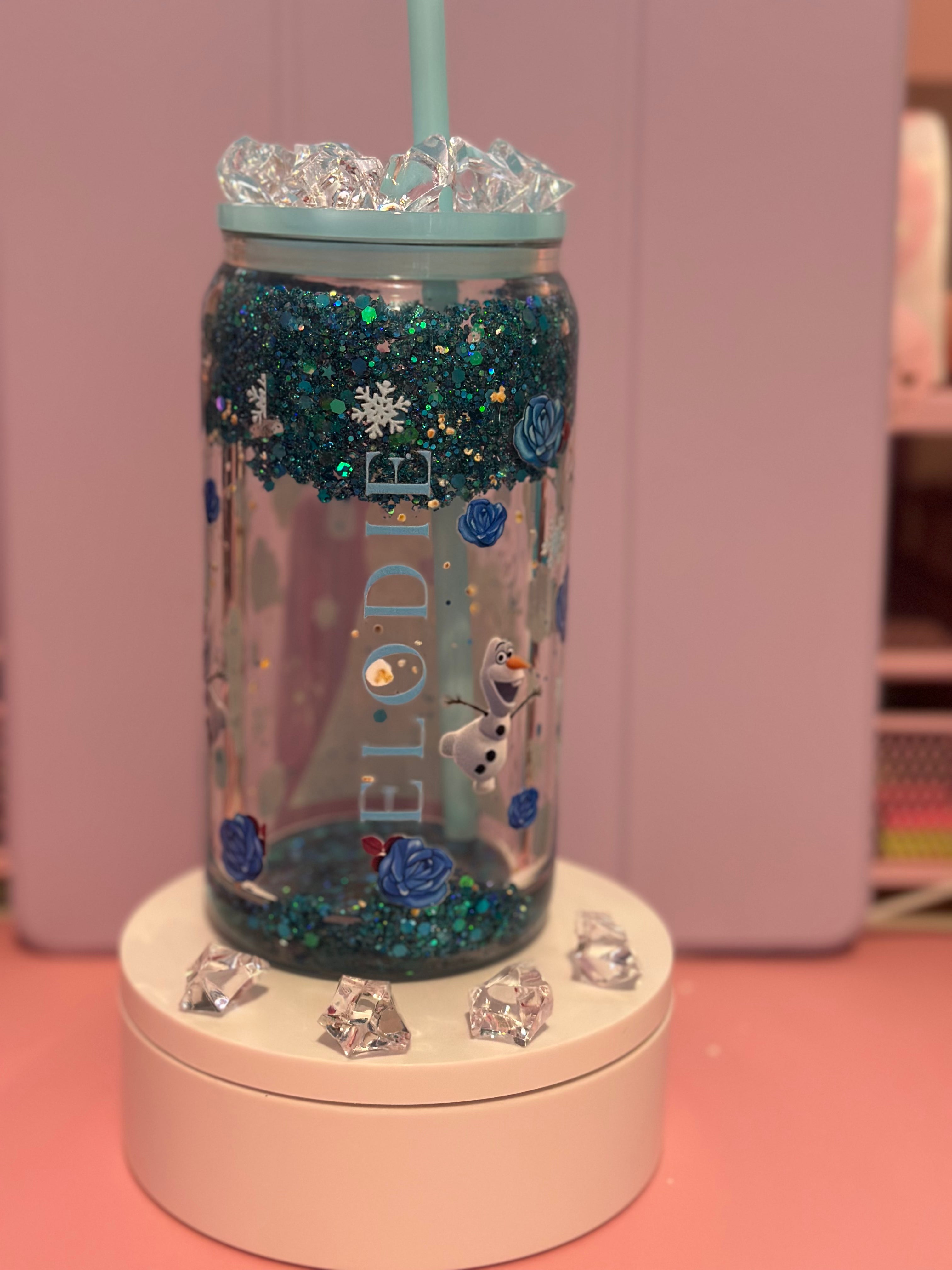 Snow globe 16 oz Elsa cup frozen (custom)
