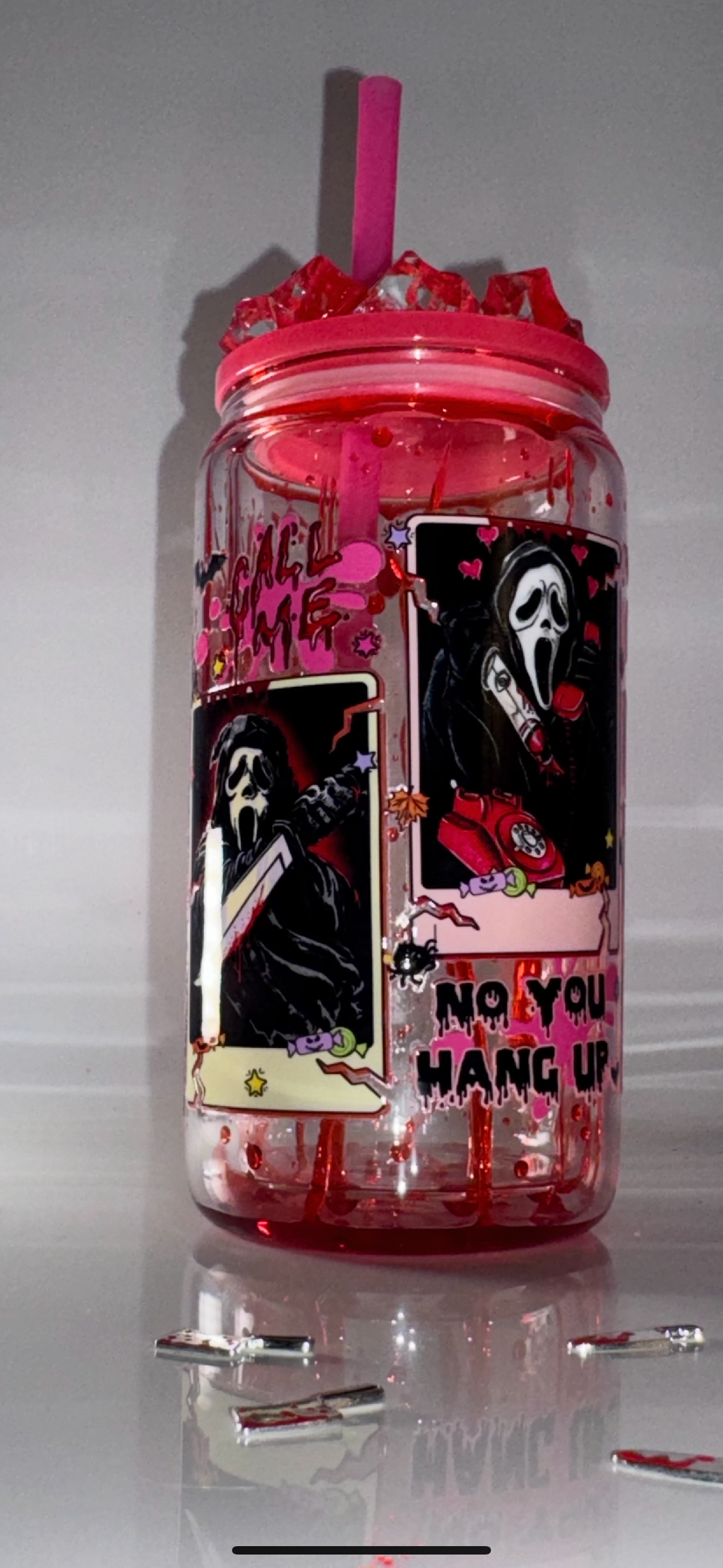 Ghost Face Halloween Horror Snow Globe Cup – 16oz