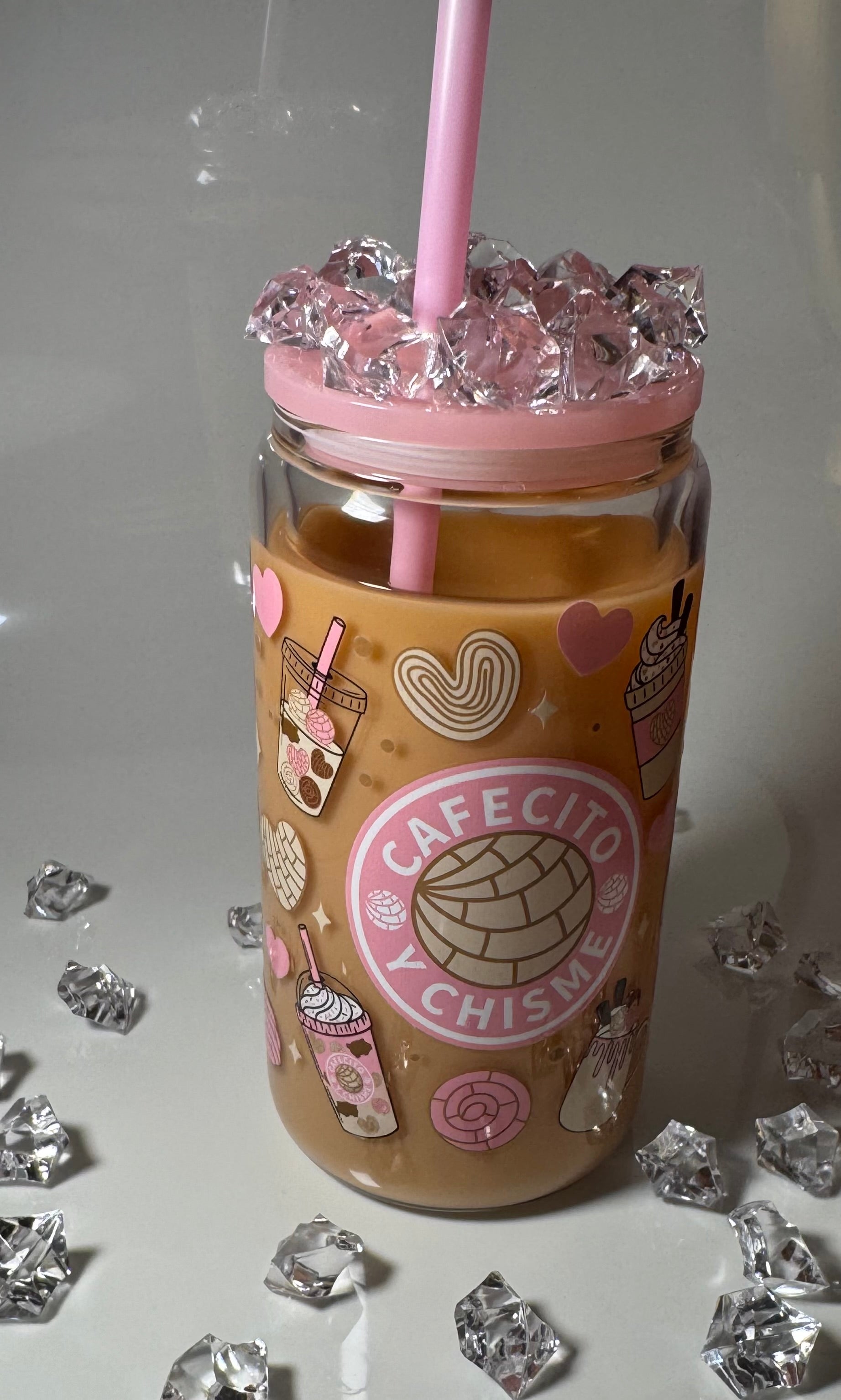 Snow globe 16 oz Coffee & Milk cup light pink lid