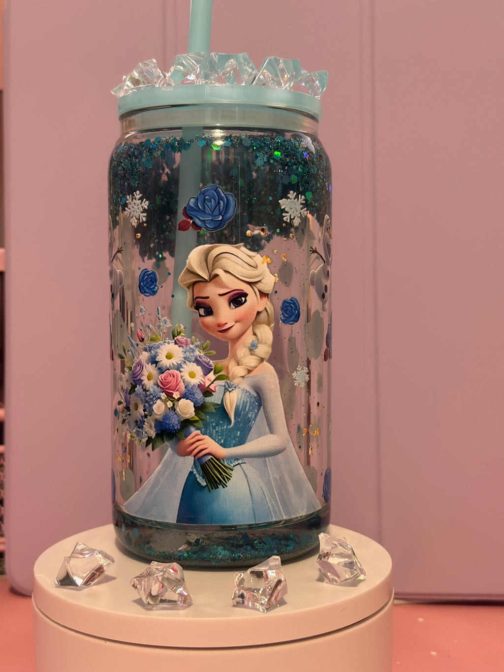 Snow globe 16 oz Elsa cup frozen (custom)