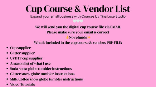 Cup Course & Vendor List